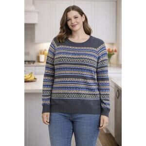 Merona Fair Isle Knit Sweater Large Cozy Nordic Winter Casual Preppy Cozycore